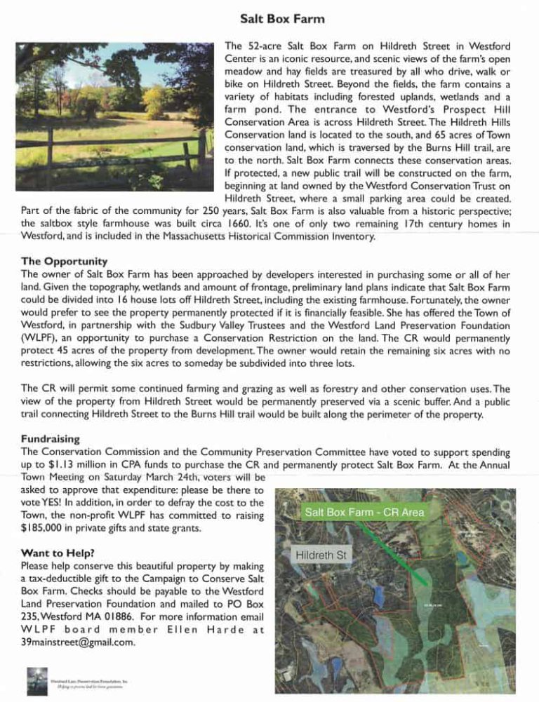 Annual Town Meeting on MARCH 24th – Conservation Funding Requests